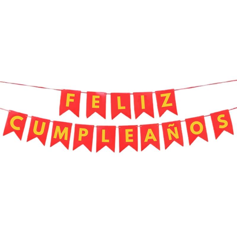 BANDERIN FELIZ CUMPLEAÑOS LISO ROJO